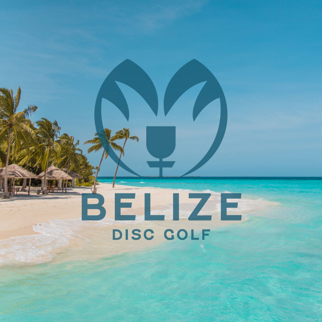 Image of the sea with logotype for belize disc golf